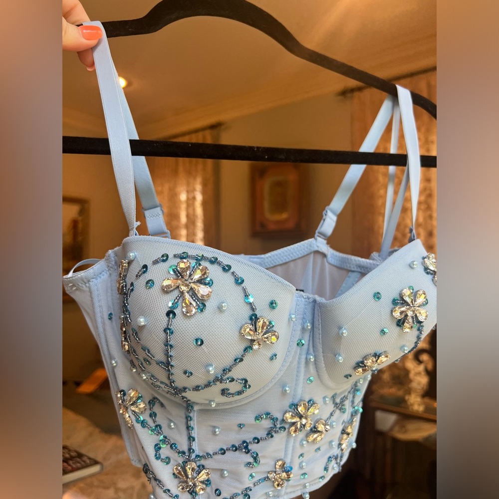 Feelin' Flawless Embellished Bustier | Blue rhinestone bustier top - Picture 7 of 12